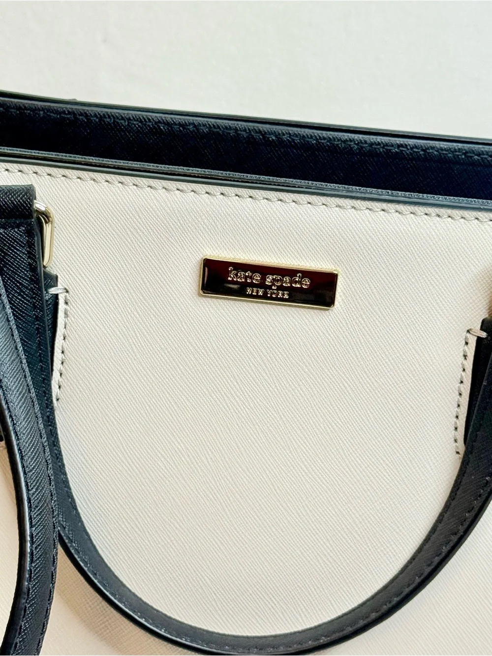 Kate Spade Black and Cream Two-Tone Structured Satchel